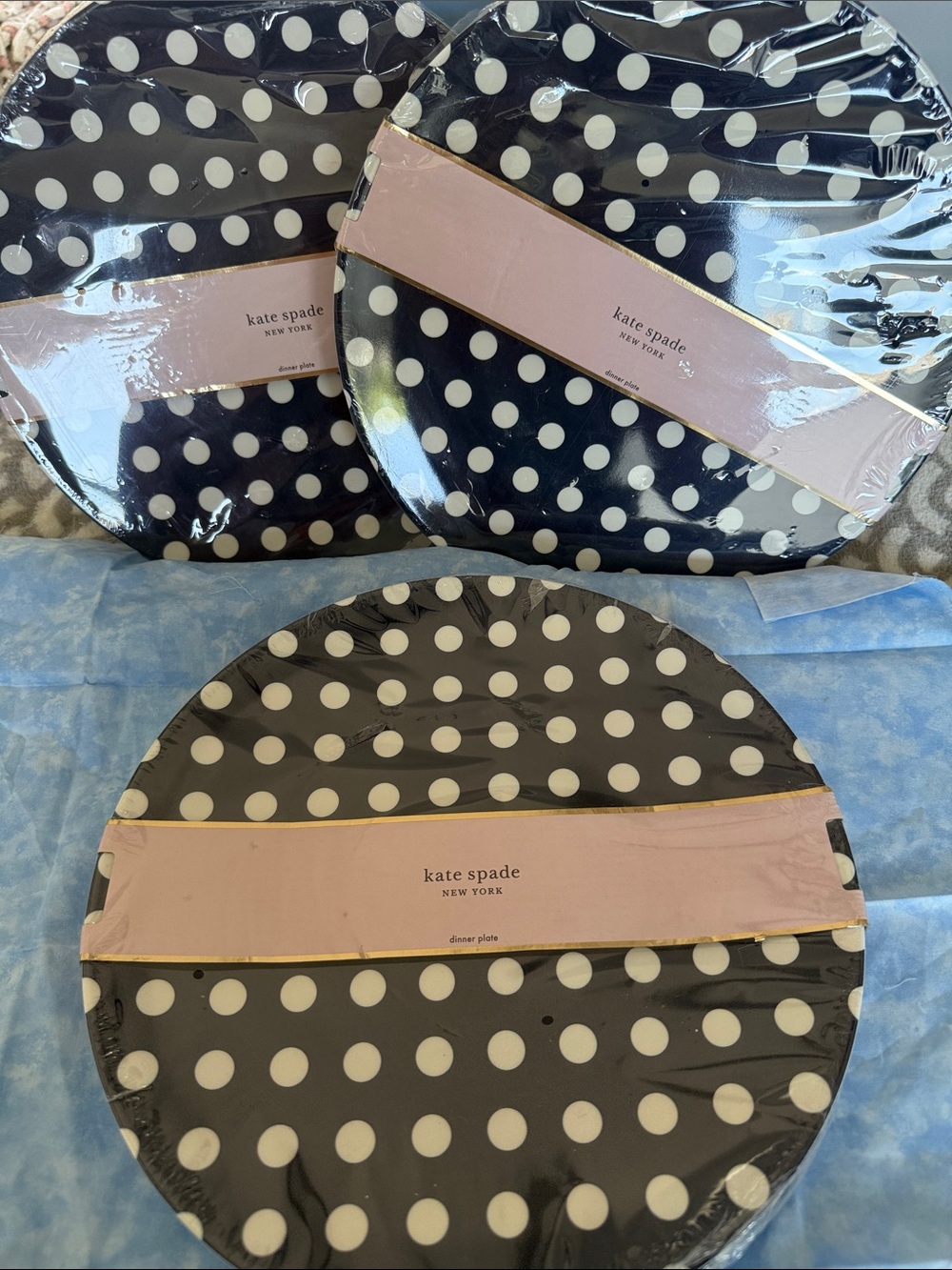 *NEW* Kate Spade- Melamine Dinner Plate, Navy w/ Dots - Set of 2
